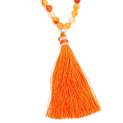 mala Beads Necklace for Women Man, mala Bracelet, Prayer Beads Necklace - color: orange carnelian