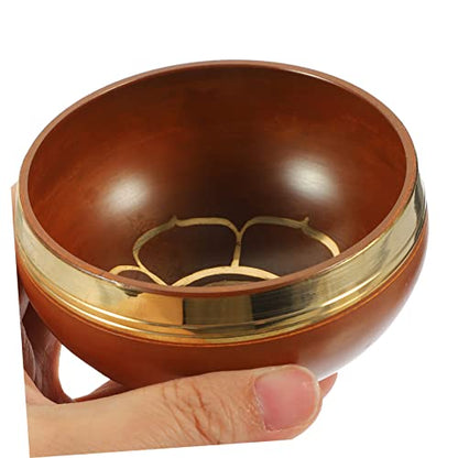 1set Tibetan Singing Bowl Meditation Set Mallet Cushion Handcrafted Copper Bowl for Yoga Mindfulness Sound Healing Diameter Orange