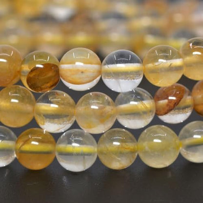Justinstones Gem Semi Precious Gemstone 6mm Round Beads Stretch Bracelet 6.5 Inch - color: Gold Phantom Quartz