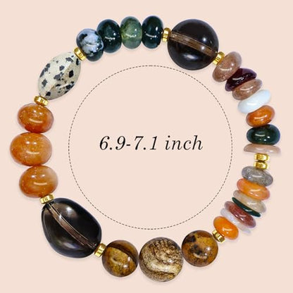Boho Colorful Beaded Bracelets for Women, Handmade Stretchy Gemstone Bead Bracelet, Summer Women Beach Stackable Bead Bracelets Natural Healing Crystals Relax Stone Bracelets Unique Gifts for Mother - color: Multi