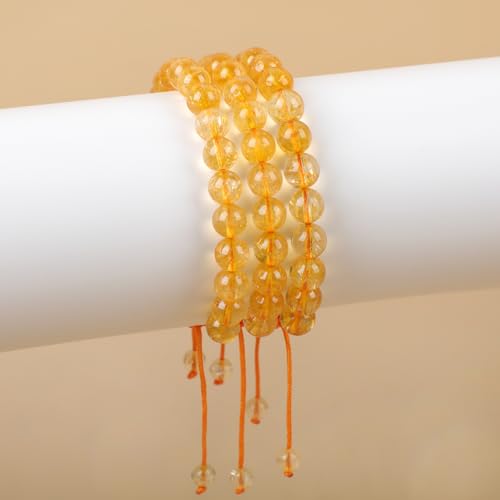 AD Beads Unisex 8mm Gemstone Bracelets Healing Macrame Adjustable 7-9 Inches || wear this healing natural gemstone bracelet help to erase your pain and fear || recover your energy||| - color: Citrine Crystal