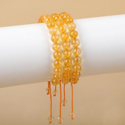 AD Beads Unisex 8mm Gemstone Bracelets Healing Macrame Adjustable 7-9 Inches || wear this healing natural gemstone bracelet help to erase your pain and fear || recover your energy||| - color: Citrine Crystal