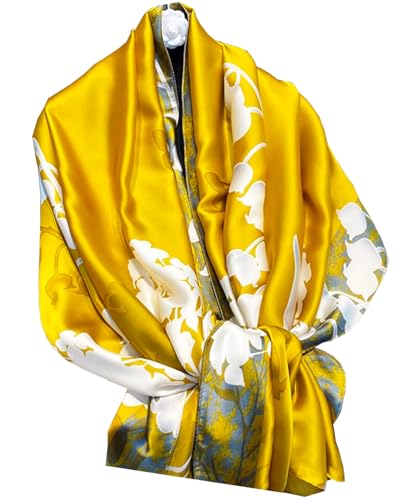 Dress Scarves Shawl Wraps Long Silky Scarf for Women Dressy Fashion Lightweight for Decorative Formal Evening Gowns - color: 1018-yellow Bellflower