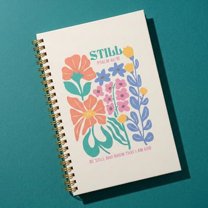 Christian Notebook Set of 3 – Joyful Bloom Spiral Journal for Women – 100 GSM No-Bleed Bible Study Supplies – 3 Floral Lined Notebooks for Prayer Journal, Sermon Notes, and Devotionals