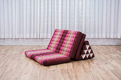Leewadee 3-Fold Mat XXL with Triangle Cushion – Firm TV Pillow, Foldable Mattress with Cushion Made of Kapok, 67 x 31 inches, Auburn Pink - color: Sf29 - Auburn, Pink, size: 3 seating segments XL