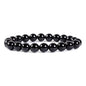 Justinstones Gem Semi Precious Gemstone 8mm Round Beads Stretch Bracelet 7 Inch Unisex - color: Black Agate