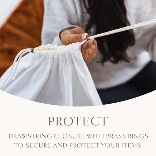 Hayden Hill Luxury Organic Cotton Dust Bags For Handbags - 3 Pack Small - 15" Purse Dust Bags, Shoes and Handbag Covers For Storage - Carbon Neutral Protector Dustbags - style: Small 15"