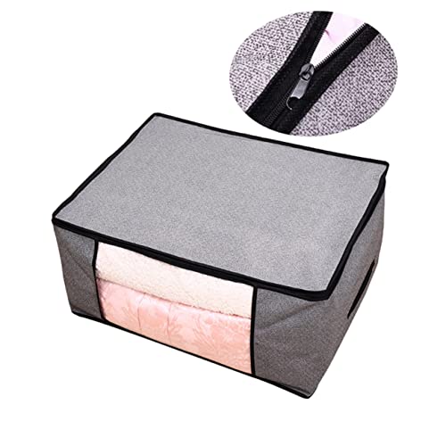 Cabilock Foldable Non-Woven Storage Bag for Quilts and Clothes Light Grey Sturdy Fabric Zipper Closure for Organizing Bedding and Apparel