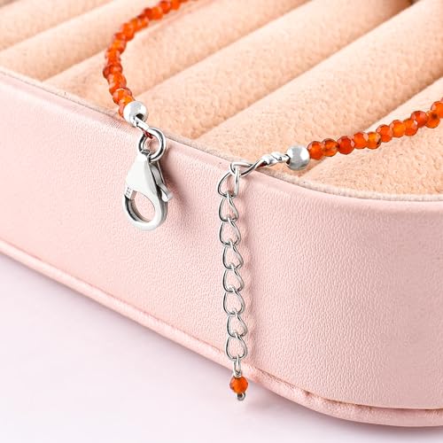 InfinityGemsArt Natural Stone Beads Dainty Bracelet Jewelry for Women, Crystals and Gemstones Birthstone 925 Sterling Silver Chain 8 inch Gifts For her