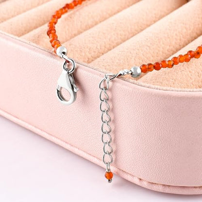 InfinityGemsArt Natural Stone Beads Dainty Bracelet Jewelry for Women, Crystals and Gemstones Birthstone 925 Sterling Silver Chain 8 inch Gifts For her