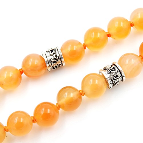mala Beads Necklace for Women Man, mala Bracelet, Prayer Beads Necklace - color: orange carnelian