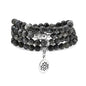 6mm 108 Mala Beads Bracelet, Yoga Zen Necklace with Buddha and Lotus Charm for Prayer - style: Labradorite