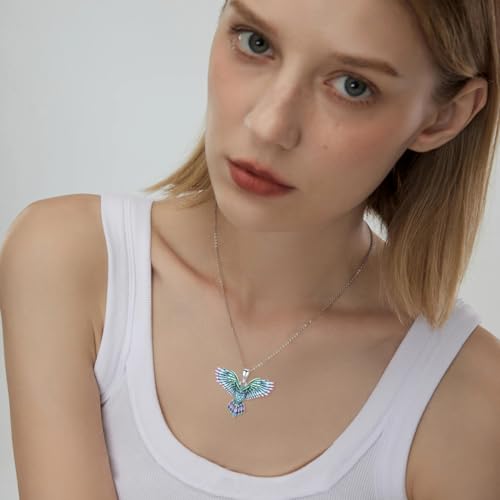 Hummingbird/Phoenix/Owl/Dove/Flamingo/Raven/Blue Jay/Cardinal/Peacock/Eagle/Parrot/Robin Necklace for Women 925 Sterling Silver Bird Pendant Necklace Animal Jewelry Gift for Mother Wife - style: Owl Necklace