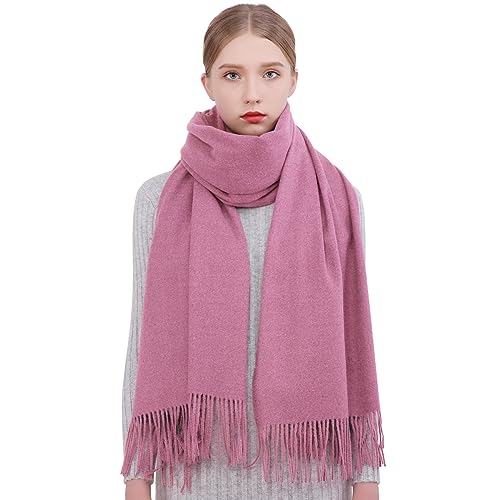 RIIQIICHY Winter Scarfs for Women Pashmina Shawls Wraps for Evening Dresses Large Warm Soft Scarves - color: Dull Pink