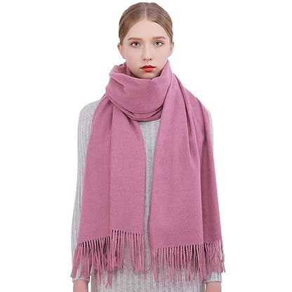 RIIQIICHY Winter Scarfs for Women Pashmina Shawls Wraps for Evening Dresses Large Warm Soft Scarves - color: Dull Pink