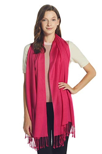 EURKEA Women's Scarf Pashmina Silky Soft Shawls Wraps Stole for Evening, Wedding and Gift - color: Hot Pink