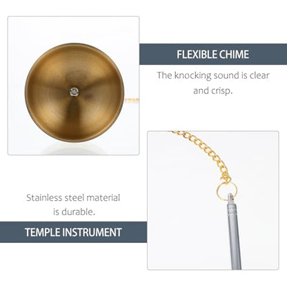 VOSAREA Tingsha Bell Buddhist Chime Meditation Chime Bells Buddhist Lucky Symbols Tingsha Cymbals Temple Dharma Ritual Utensil - size: 15X5.2X5.2CM