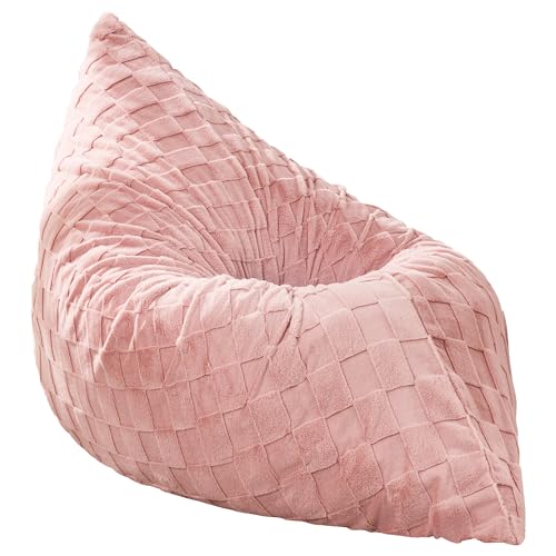 Hobestluk 3 in 1 Bean Bag Chair Giant Bean Bag Chairs for Adults with Plaid Cover Convertible Bean Bag Floor Cushion with Machine Washable Cover for Living Room (Plaid Pink) - color: Dusty Pink