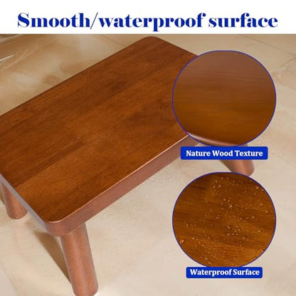 Wooden Step Stool, Foot Stool with Non-Slip Mat, One Step Stool, Small Stool for High Beds, Office, Bedroom, Bathroom (Brown, Small) - color: Brown, size: Small
