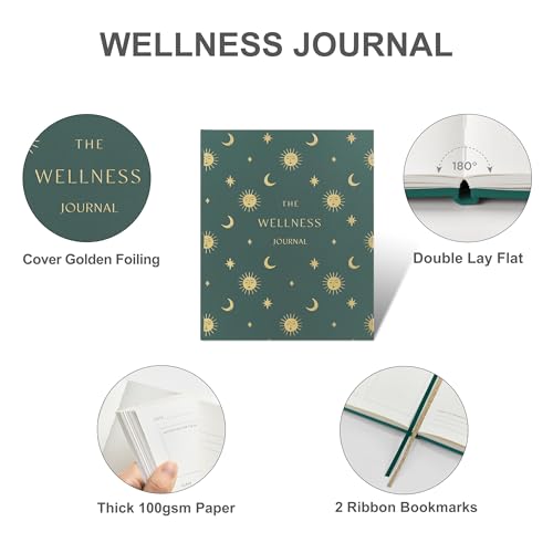 &And Per Se Wellness Journal, Self Care & Daily Journal for Women, Mental Health Planner with Habit Tracker, Diet & Goals, Undated, Gift-Ready (Celestial Green) - color: J-Celestial Green