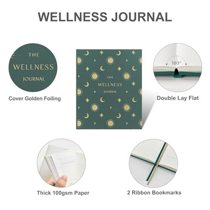 &And Per Se Wellness Journal, Self Care & Daily Journal for Women, Mental Health Planner with Habit Tracker, Diet & Goals, Undated, Gift-Ready (Celestial Green) - color: J-Celestial Green