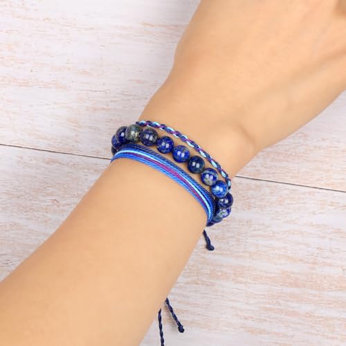 QOGIR Handmade Healing Bracelet,6mm Natural Gem Stone Bracelet rope bracelet - color: Lapis(Wisdom and Truth), size: 8mm