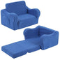 MOMCAYWEX Kids Sofa, 2-in-1 Flip-Out Foam Couch with Soft Sherpa Cover, Cozy Play Lounge Chair, Sky Blue - color: Sky Blue, size: Medium