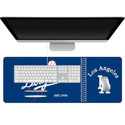 Baseball Mouse Pad 31.5 x 11.8 Inch, XL Large Gaming Desk Pad, Baseball Keyboard Pad with Anti-Slip Rubber Base for Los Angeles Home Office - color: Baseball