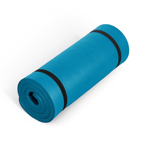CAP Barbell 1-Inch High Density Exercise Yoga Mat with Strap | Multiple Colors - color: Teal