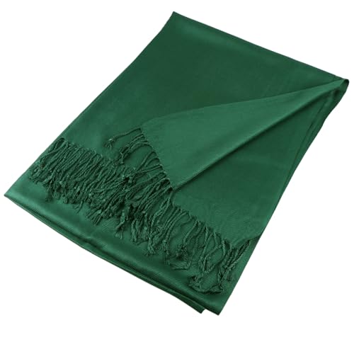 TZ Promise Women Pashmina Shawls and Wraps for Evening Dresses,Soft Large Long Scarf for Wedding,Bride Bridesmaid Gifts - color: Dark Green