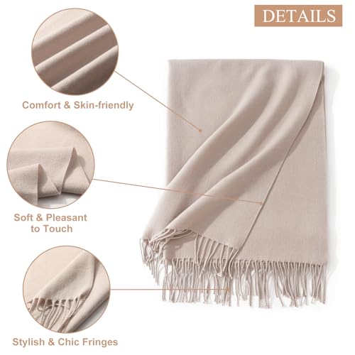 Sumolux Scarf for Women Pashmina Shawls Wraps for Evening Dresses Wedding Bridesmaid Gifts Winter Warm Soft Scarves - color: Oatmeal