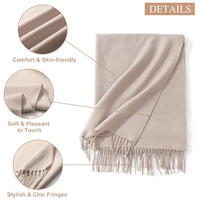 Sumolux Scarf for Women Pashmina Shawls Wraps for Evening Dresses Wedding Bridesmaid Gifts Winter Warm Soft Scarves - color: Oatmeal