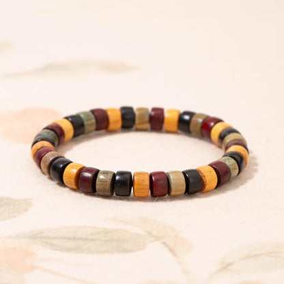 Friendship Bracelets Wooden Beaded Bracelet Bangle for Men and Women Elastic