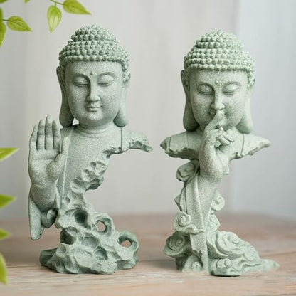livelyfish Meditating Buddha Statue Zen Garden Statues Sandstone Thinker Buddha Sculpture Figurine for Fish Tank Aquarium Home Decorations, Gift (A) - size: A