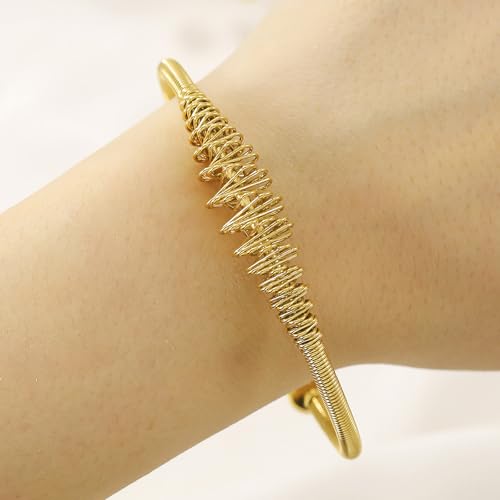 Handmade 925 Sterling Silver Bangle Bracelet Simple Silver/Gold Adjustable Cuff Bangles Durable Stainless Steel bracelet for Men &Women Daily Jewelry Gift for Anniversary Birthday Gift - color: Color 21