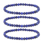 Justinstones Gem Semi Precious Gemstone 3pcs 4mm Round Beads Stretch Bracelet 6.5 Inch Unisex - color: Lapis
