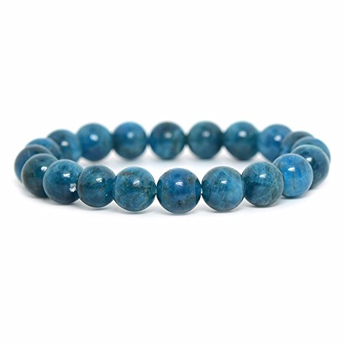 Justinstones Gem Semi Precious Gemstone 10mm Round Beads Stretch Bracelet 7 Inch Unisex - color: Apatite