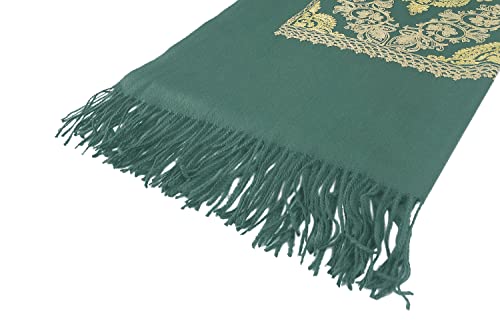 Urban CoCo Women's Embroidered Oversize Tassel Shawl Scarf Wraps for Women - color: #2-dark Green