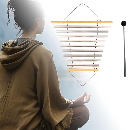 Meditation Chime, Meditation Bowl Sound, Bath Instrument with Mallet, Tubular Chime for Home, Yoga, Relaxing, 9 Tones