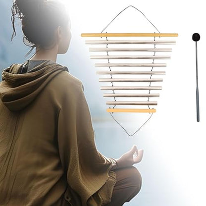 Meditation Chime, Meditation Bowl Sound, Bath Instrument with Mallet, Tubular Chime for Home, Yoga, Relaxing, 9 Tones