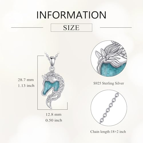 Animal Necklace 925 Sterling Silver Pendant Jewelry Gift for Women Animal Lover - style: Horse