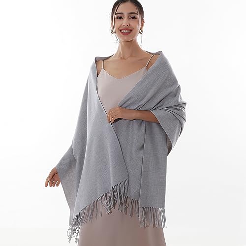 RIIQIICHY Winter Scarfs for Women Pashmina Shawls Wraps for Evening Dresses Large Warm Soft Scarves - color: Light Grey