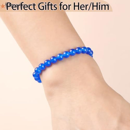 QOGIR Handmade Healing Bracelet,6mm Natural Gem Stone Bracelet rope bracelet - color: Blue Jade(Transformation and Protection), size: 6mm