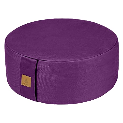 Zafu Buckwheat Meditation Cushion,D=13"/16" H=5.5",Round Zabuton Meditation Pillow,Yoga Bolster Kneeling Pillow Premium Yoga Pillow for Sitting on Floor Zippered Cotton Cover - color: Purple, size: 16"x16“x5"