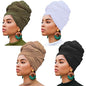XTREND 4 Pieces Head Wrap Stretch Jersey Turban Bohemian Style Headwraps Solid Color Long Hair Scarf Soft Breathable Knit Turban for Women (Black, White, Army Green, Camel) - color: Black, White, Army Green, Camel