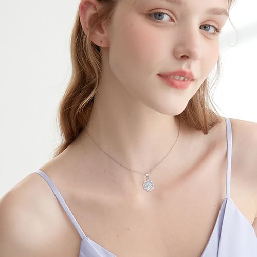 Hukkun Sterling Silver Lotus/Star Fidget Spinning Anxiety Relieving Necklace Jewelry Gift for Women - style: Spining Lotus Moonstone