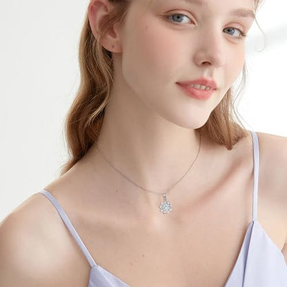 Hukkun Sterling Silver Lotus/Star Fidget Spinning Anxiety Relieving Necklace Jewelry Gift for Women - style: Spining Lotus Moonstone