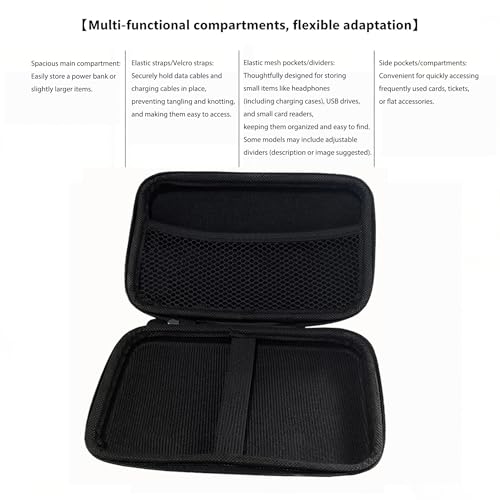 U-KIME Electronics Organizer Bag Multi-functional EVA Storage Case for Headphones, Cables, Hard Drives, Tools, Flash Drive, Power Bank, Travel Accessories(Black)