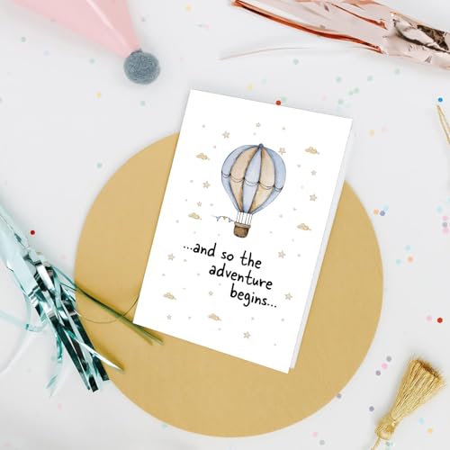 Hot Air Balloon Adventure Baby Shower Card - New Baby Cards, Babys Shower Congratulations Cards - Funny New Born Card for Pregnant Couple, Parents - color: #1