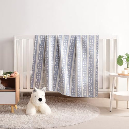 NTBAY 3 Layer Oversized Muslin Cotton Toddler Blanket, Jacquard Reversible Nursery Bed Blanket, Super Soft and Thermal for All Seasons, Baby Gift, 45"x60", Blue Bear - color: Blue Bear, size: 45x60 Inch (Pack of 1)